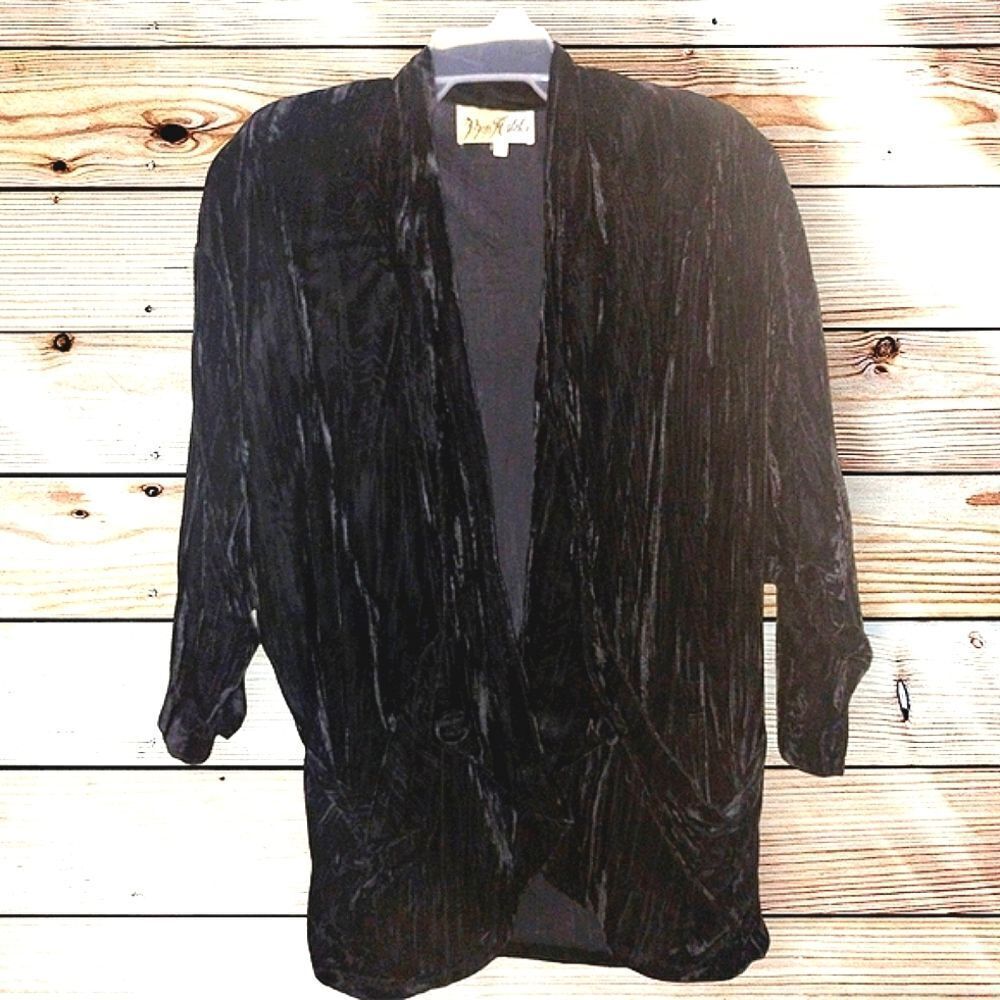 Ms. Ashlee Vintage Black Crush Velvet Blazer